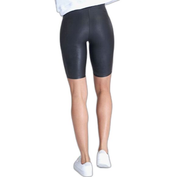 Spanx Faux Leather Biker Shorts Metallic High Rise Slimming Tummy Control Sz Med - Picture 2 of 8